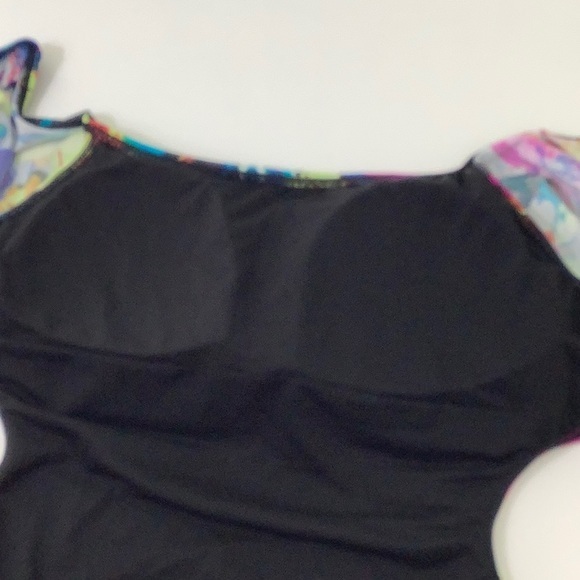 Envya swimwear off the shoulder ruffle one piece multi color swimsuit size L NWT - Picture 12 of 16